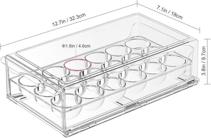 APLOP Egg Storage for Refrigerator, Stackable 18 Egg Holder for Fridge, BPA Free Refrigerator Organizer Bins, Transparent Egg Dispenser - Image 2